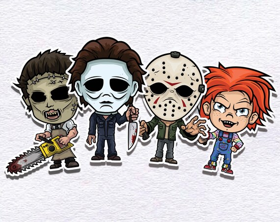 27 x Horror Movie Stickers Freddie Jason Michael Myers Chucky Pinhead Ghostface 
