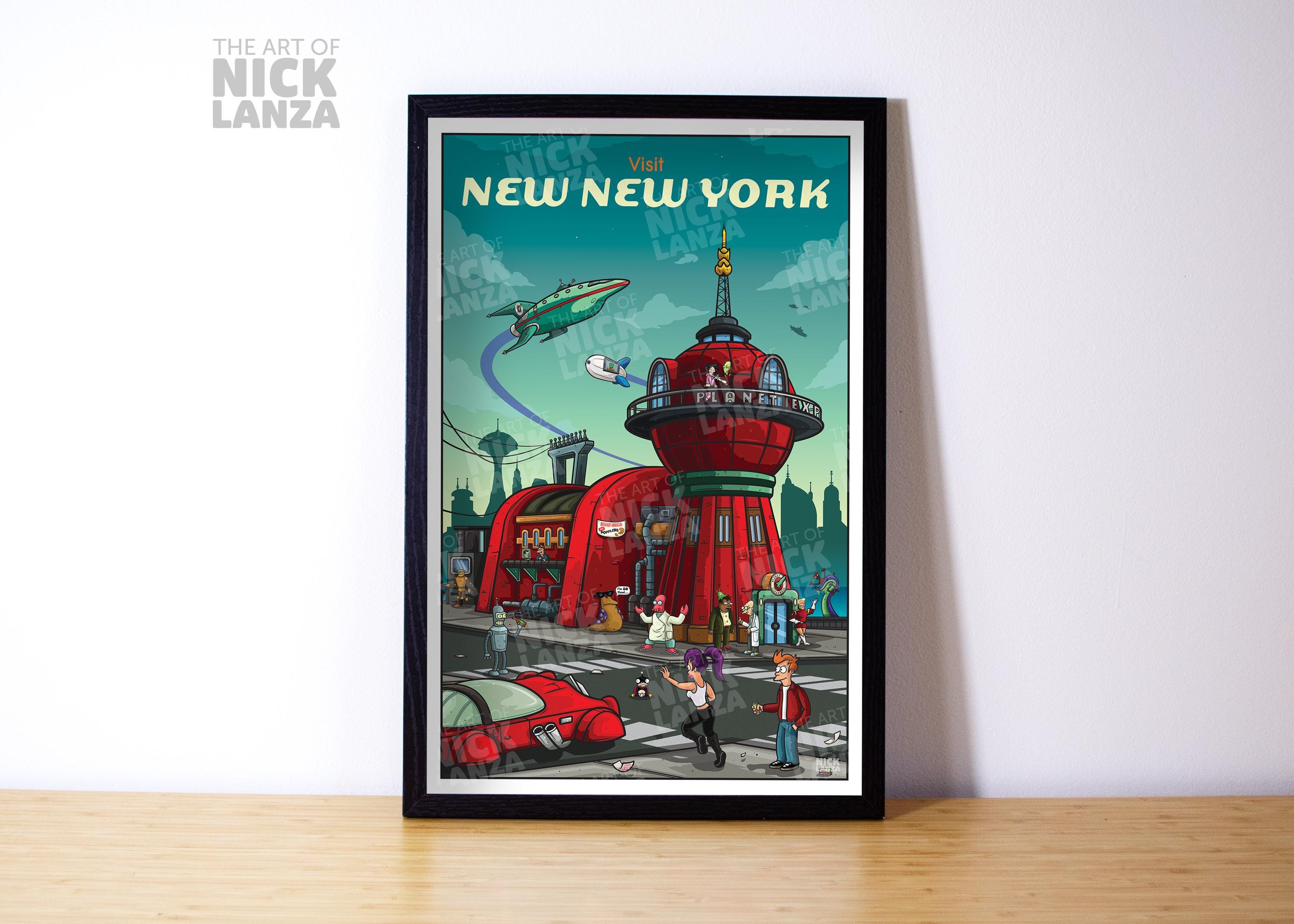 New New York (futurama) - Travel Poster, Planet Express, Nostalgic