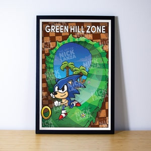 SONIC - Framed print Green Hill Zone (30x40) x2 - Abysse Corp