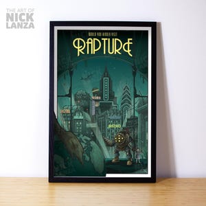 Rapture (bioshock) - Retro Travel Poster, Helldivers 2, Videogames, Best Sci-Fi Nerd Gift, Online Co-Op
