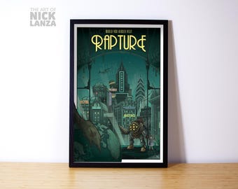 Rapture (bioshock) Travel Poster, Retro Gamer Wall Art - Etsy