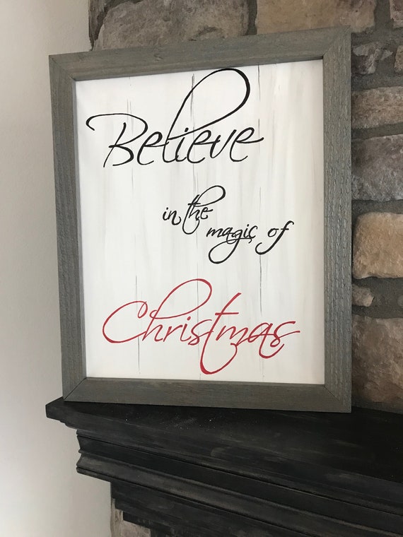 Believe in the Magic of Christmas and Let Our Hearts be full of Thanks Giving 2 Sided Hand Painted Wood Board Skinny Stick Sign Home Decor