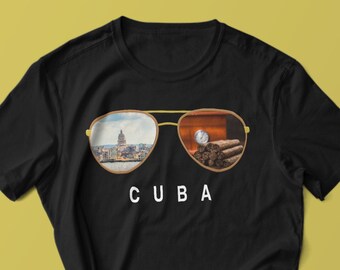 Cuba Sunglasses, Proud Flag, Cuba  gift heritage, Cuban  girlFriend  Cubana Short-Sleeve Unisex T-Shirt Made in USA