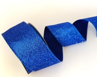 Wired Royal Blue Glitter Ribbon, Blue Wired Ribbon for Wreaths and Bows, 2.5" x 10 YARD ROLL