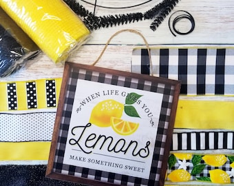Lemon Wreath Kit, Easy Wreath Making Kit for Beginners, Lemon Wreath for Door, DIY Wreath Kit