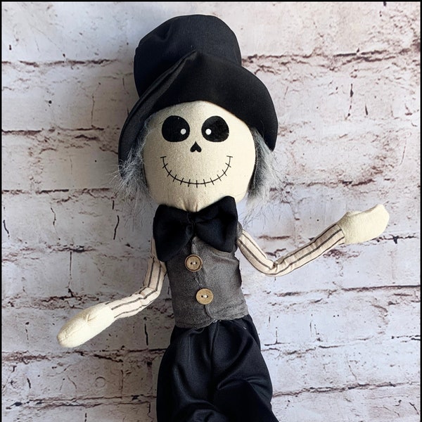 Vintage Skeleton Plush Shelf Sitter for Halloween, Plush Skeleton for Decoration