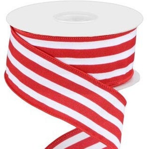 Red/White Ribbon 1/8” wide BY THE YARD