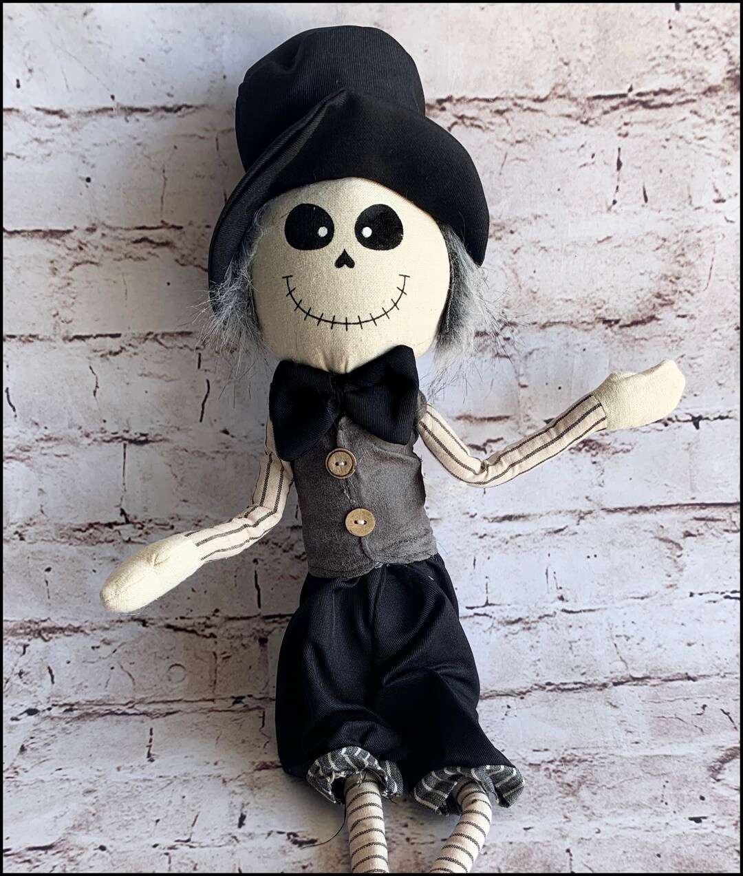Vintage Skeleton Plush Shelf Sitter for Halloween Plush Etsy
