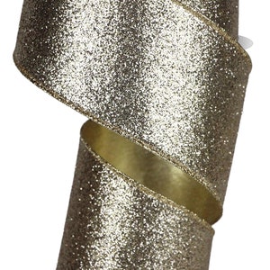 Metallic Sheer Gold Wired Ribbon, 2.5, Christmas Ribbon 