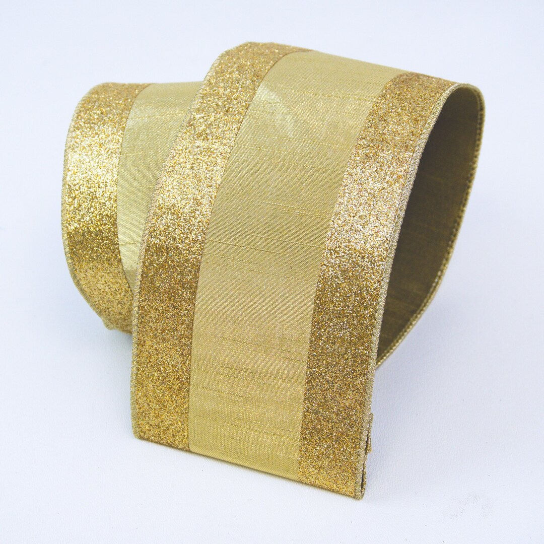 Wired Gold Ribbon, Gold Designer Ribbon, Gold Dupion Ribbon, Gold ...