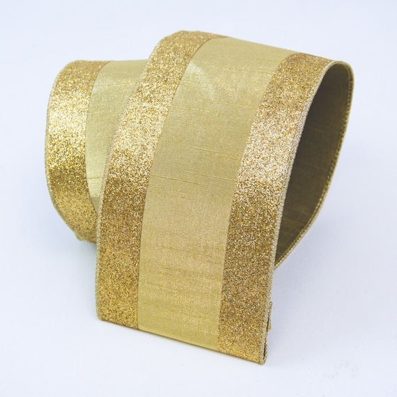 Wired Gold Ribbon, Gold Designer Ribbon, Gold Dupion Ribbon, Gold