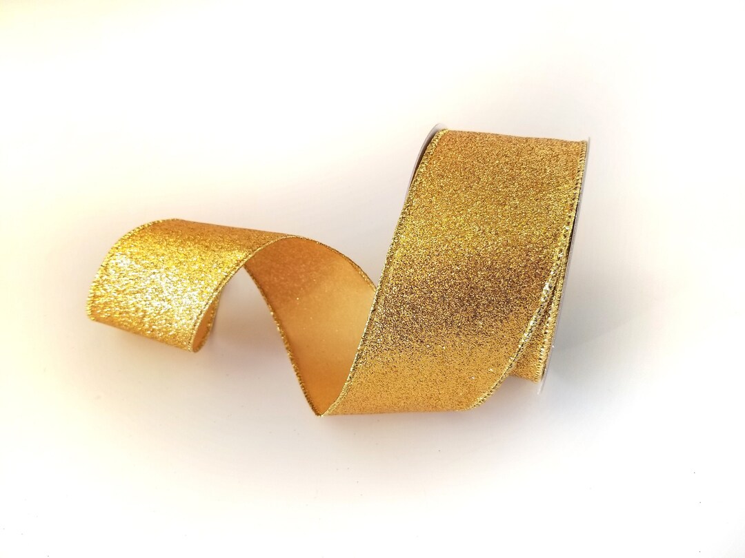Wired Gold Glitter Ribbon Gold Designer Ribbon Gold Ribbon - Etsy