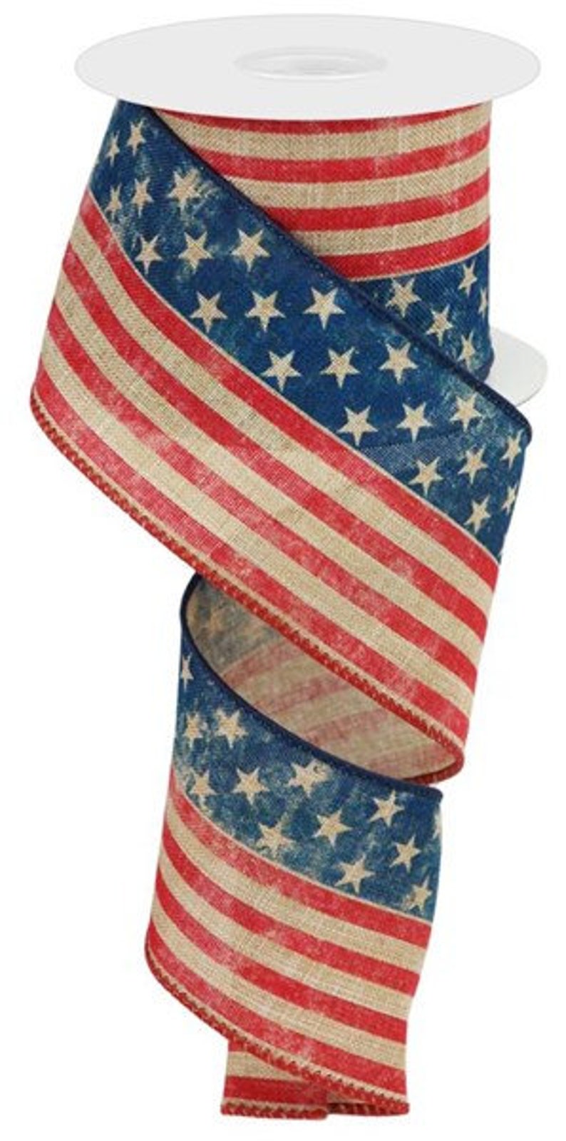 Americana Ribbon Vintage Flag Ribbon American Flag Ribbon Patriotic Ribbon 4th of July Ribbon 2.5 Flag Wired Ribbon USA Ribbon