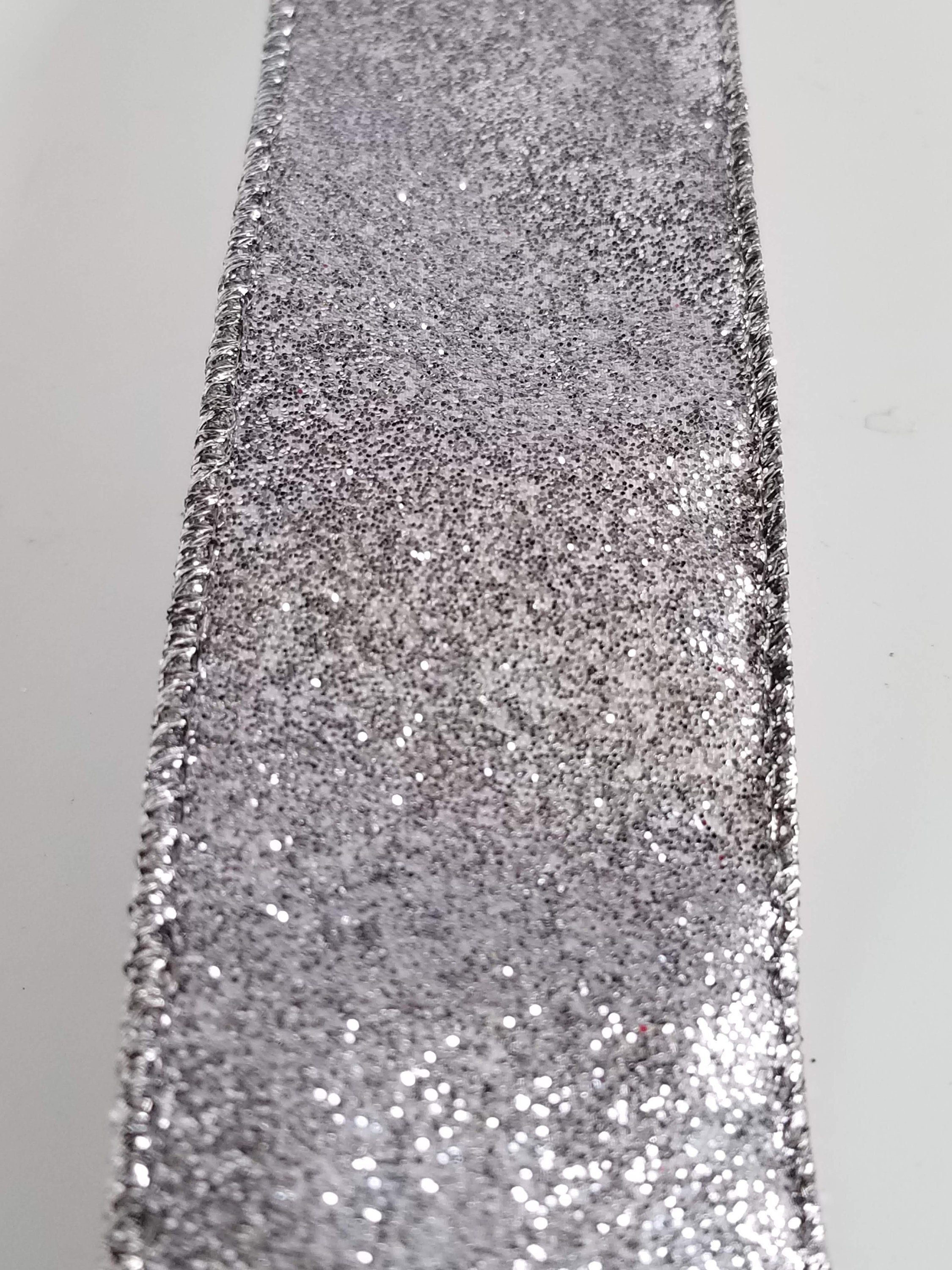 1.5 Dark Gray Glitter Wired ribbon Charcoal Glitter | Etsy