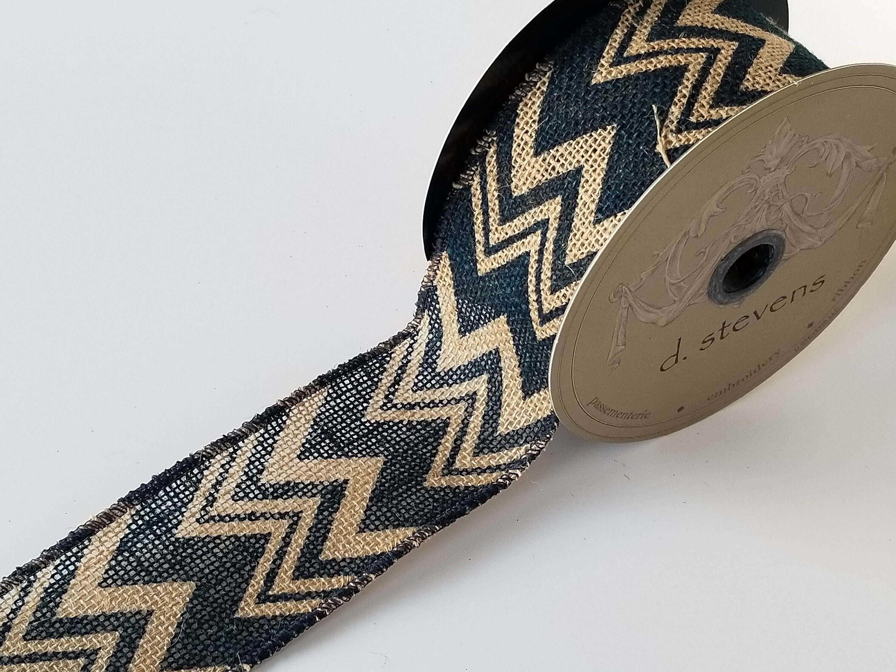 2.5 Navy Blue Chevron Wired Ribbon Navy Blue Burlap Etsy UK