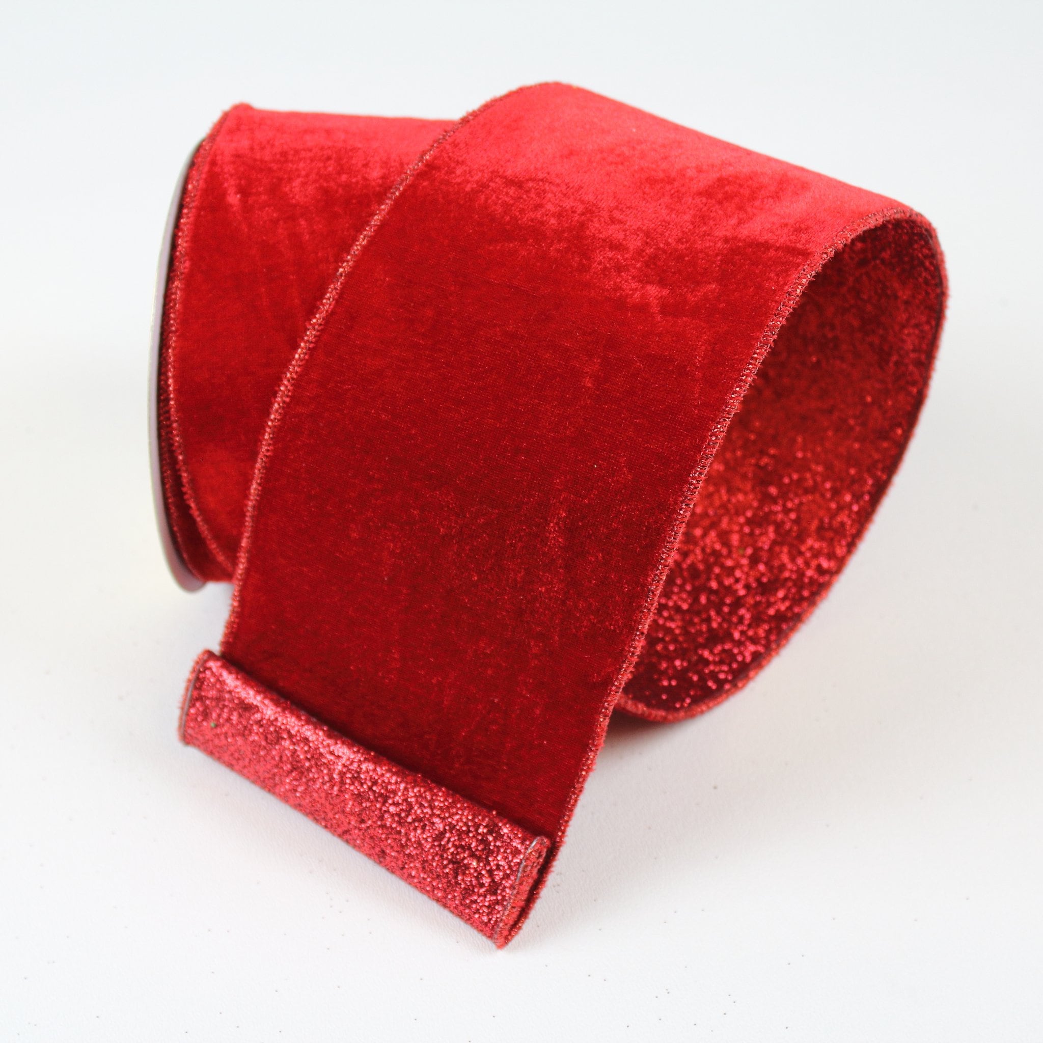 Glittering Red Velvet Ribbon for Holiday