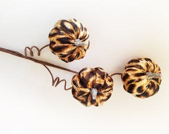 Fall Pumpkin Pick, Leopard Pumpkin Pick, Cheetah Pumpkin Pick, Pumpkin Decor, Fall Wreath Attachment, Fall Floral Stem, Pumpkin Floral Pick