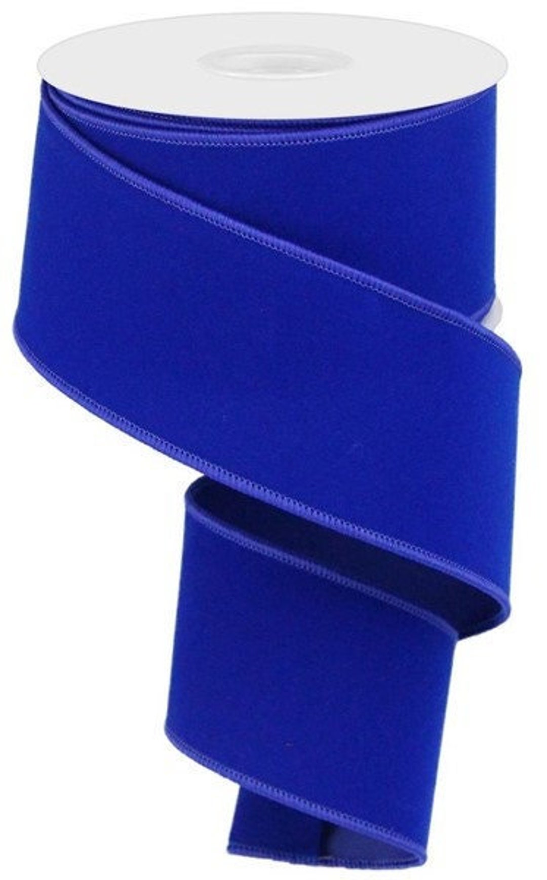 Wired Royal Blue Velvet Ribbon, Blue Velveteen Ribbon for Wreaths and