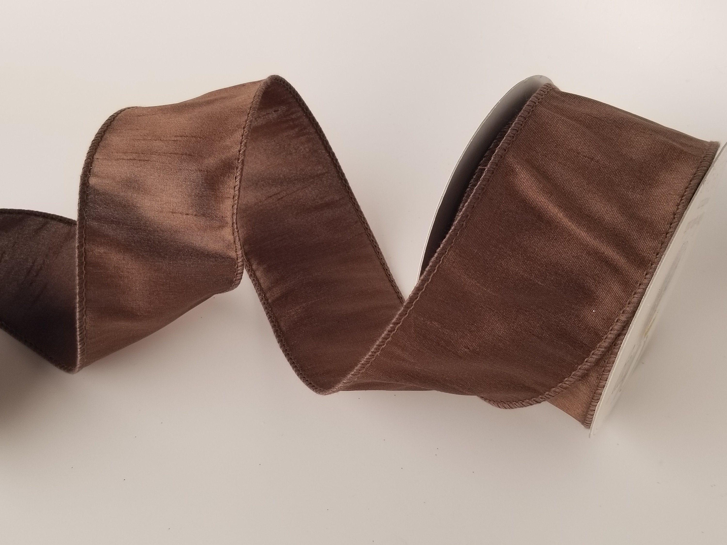 2.5 Brown wired ribbon Dark brown ribbon fall ribbon Etsy