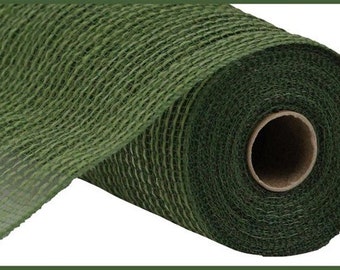 Moss Green Faux Jute Mesh, Dark Green Deco Mesh, Moss Green Fabric Mesh