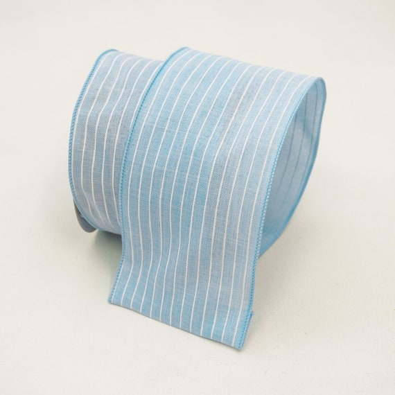 Wired Blue Ribbon, Baby Blue Ribbon, Pastel Blue Ribbon, Light Blue Ribbon  for Wreaths and Bows, 4 X 10 YARD ROLL 