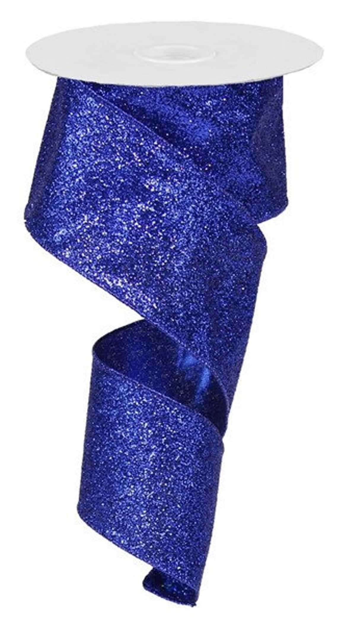 2.5 Blue glitter wired ribbon royal Glitter Ribbon Etsy