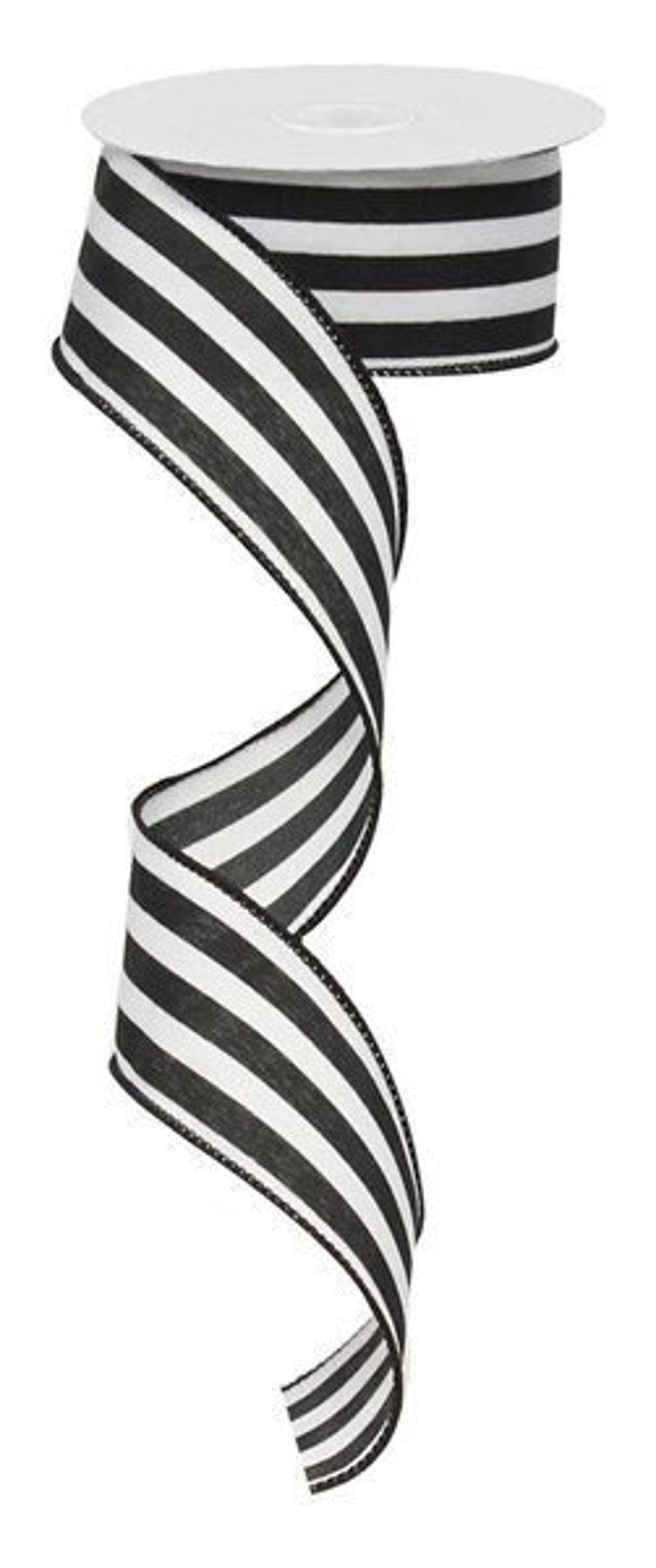 1.5 Black White Stripe Wired Ribbon Black White Craft Etsy