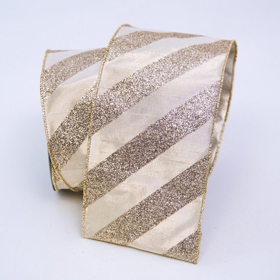 The Ribbon Roll 2.5 x 10yd. Linen Wired Baseball Sparkle Ribbon in Natural | Michaels