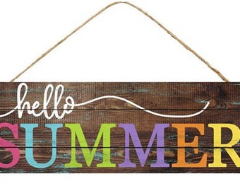 Hello Summer Sign, Summer Wood Sign, Summer Sign for Wreath