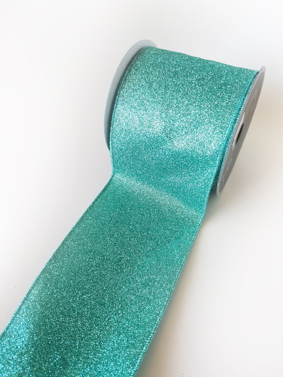 4 x 10yd Turquoise Full Glitter & Sequin Ribbon