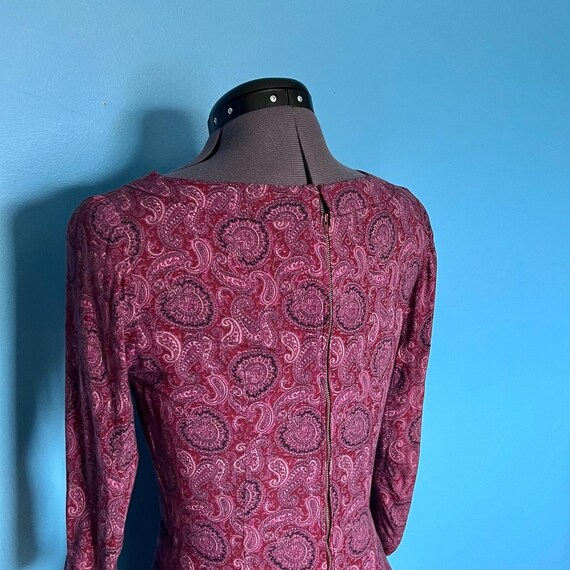 Elegant 1960s Paisley Pencil Dress with 3/4-Lengt… - image 9