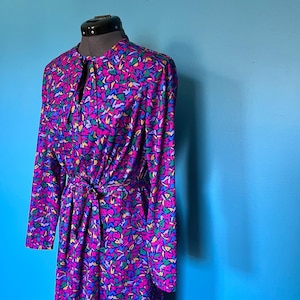 Abstract 1970s Knit Jersey Zip Front Dress by Sherri Lynn (M)