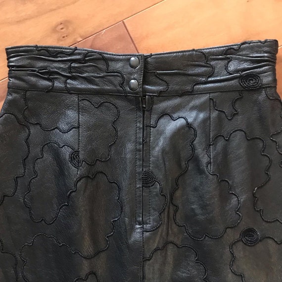Rad 1980s Embellished Black Leather Pencil Skirt … - image 7