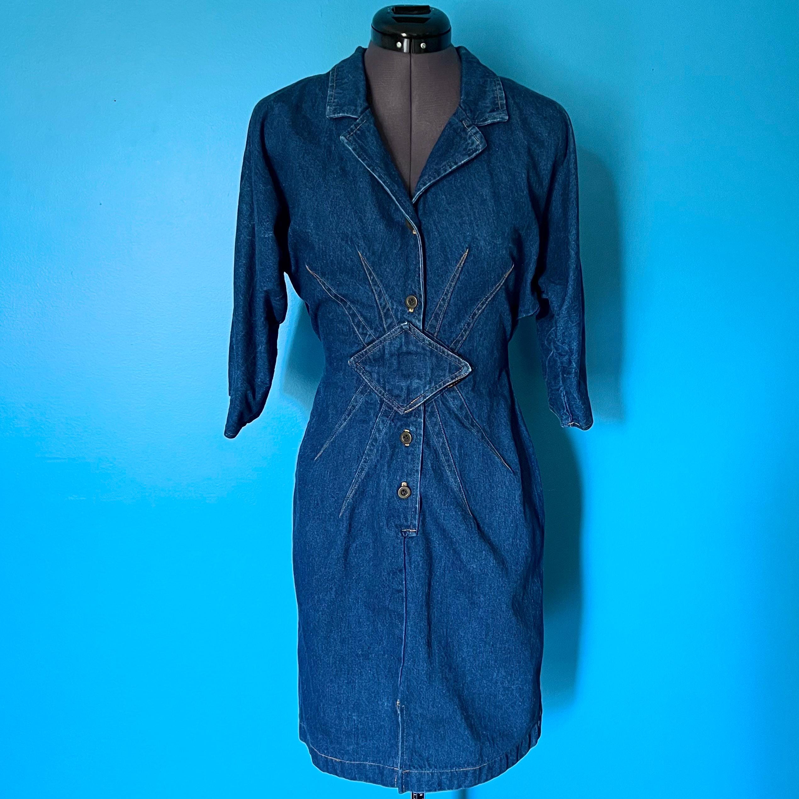 white christmas dresses 80s Denim Mini Dress – Seventh Row