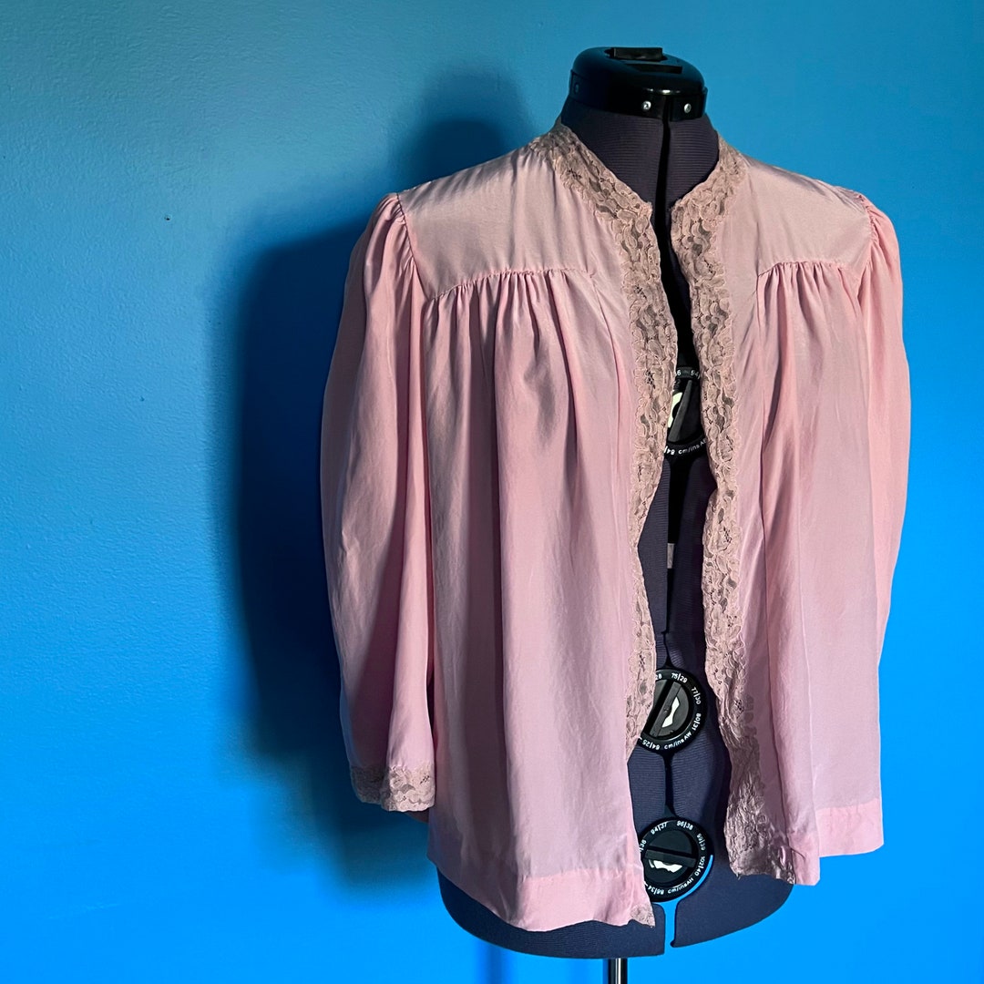 Handmade 1940s Silk and Lace Bed Jacket M Etsy