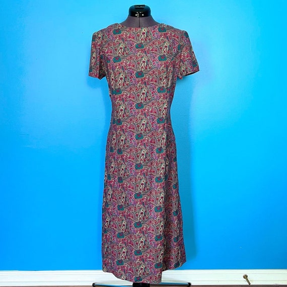 Eye-catching 1960s/1970s Paisley Dress with Short… - image 4