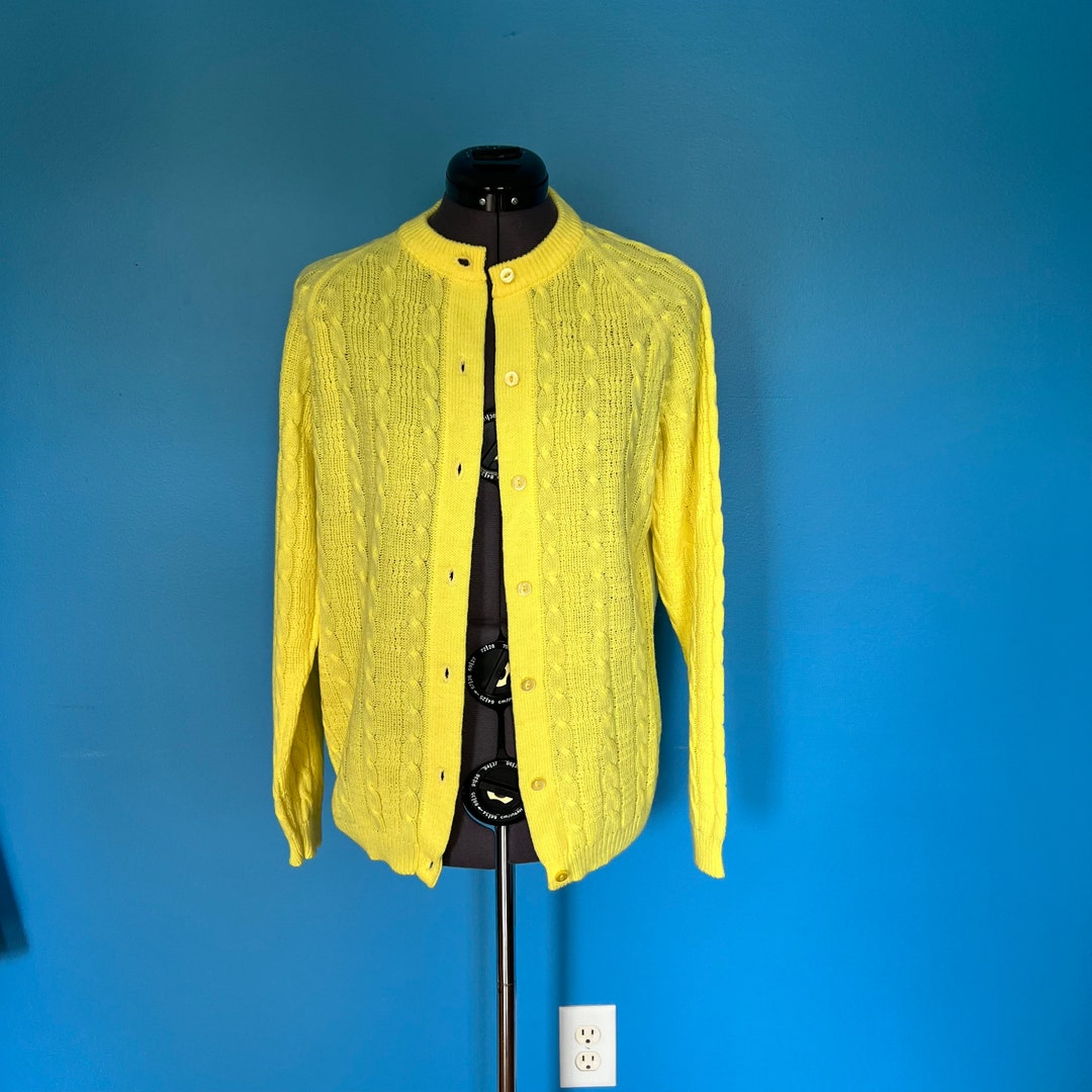 Classics Acrylic Knit Cardigan, Made in USA, Men's Size L acrylic green type Vintage Second Hand