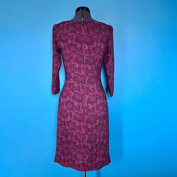 Elegant 1960s Paisley Pencil Dress with 3/4-Lengt… - image 6