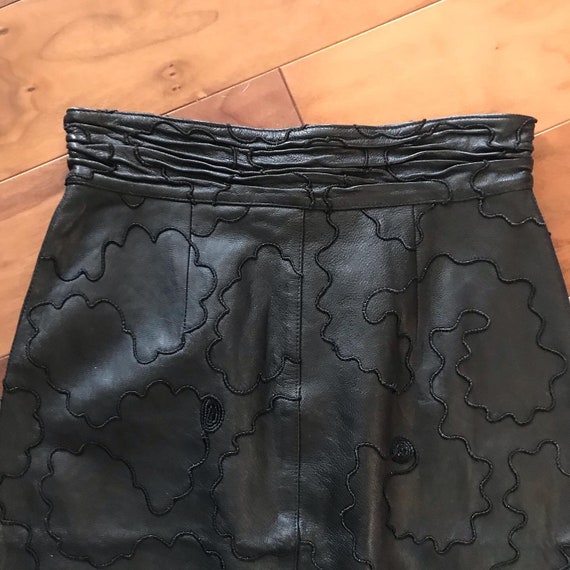 Rad 1980s Embellished Black Leather Pencil Skirt … - image 3