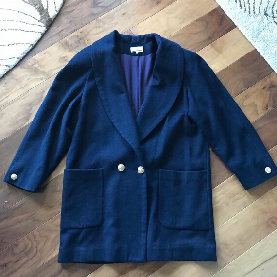 Classic 1980s Oversized Menswear Inspired Blazer Overcoat with Wide Lapel Shawl Collar (M/L/XL)