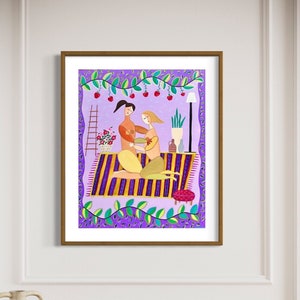 My Best Friend Artwork. The tree of Knowledge. Housewife 14 - Colorful original friendship artwork. Folk art, sistership art