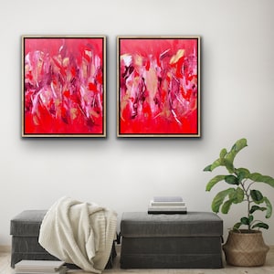 Original Diptych: Japanese Zen Garden. Set of two contemporary abstract artwork