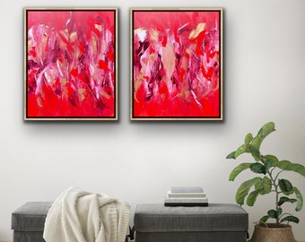 Díptico original: Jardín Zen Japonés. Conjunto de dos obras abstractas contemporáneas.