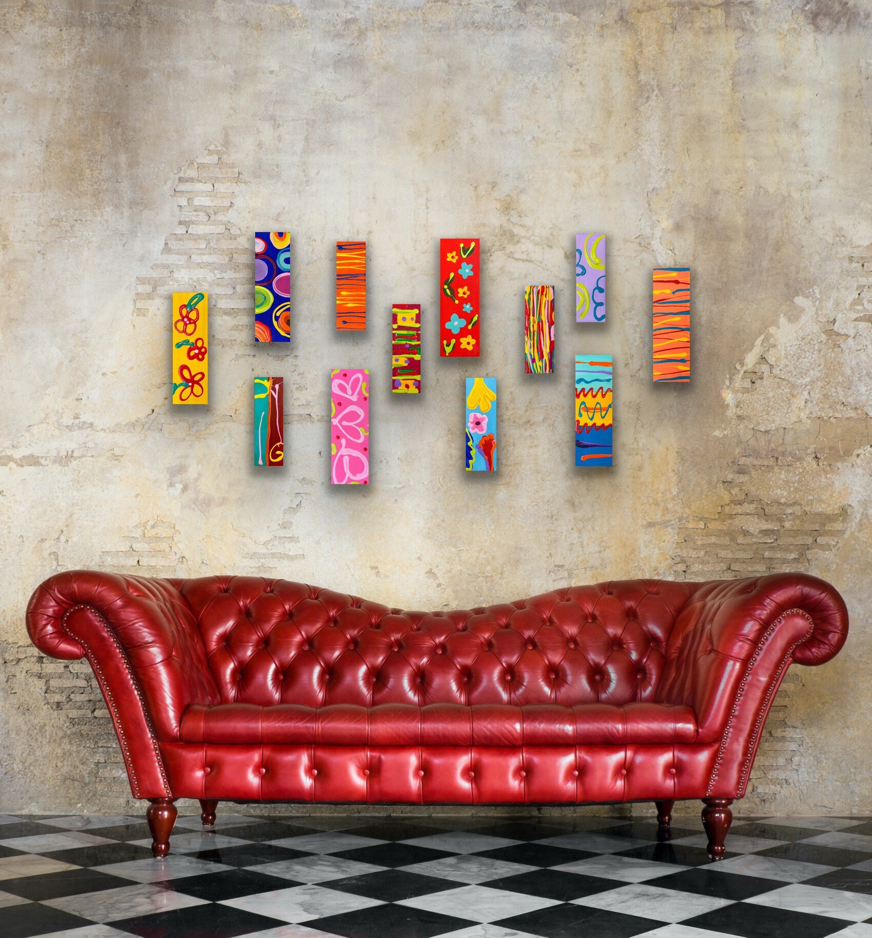 Los Momentos the Moments Colorful Unique 12 Piece Abstract Etsy