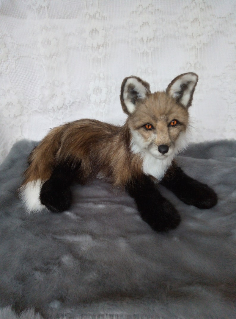 Realistic plush Fox animal portrait collectible toys for