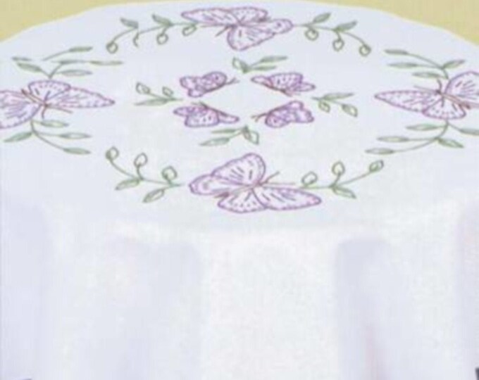 Butterflies Table Topper *Pre-Printed/Stamped Embroidery* By: DNA Hand Embroidery  550-307