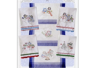 Snow Fun Towels* Iron-on Embroidery Transfers & Stitch Pattern* By: Yesterdays Charm  KT9526