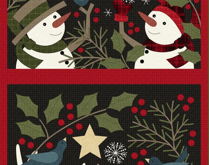 Black Snowman 27" Flannel - Holly Jolly Panel From: Maywood Studios MASF10890-J