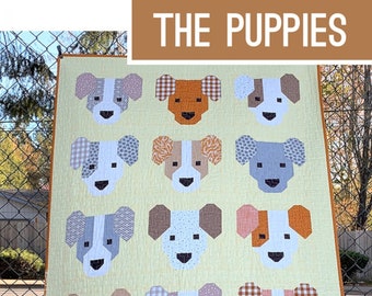 The Puppies *Pieced Quilt & Pillow Pattern* By: Elizabeth Hartman EH-057