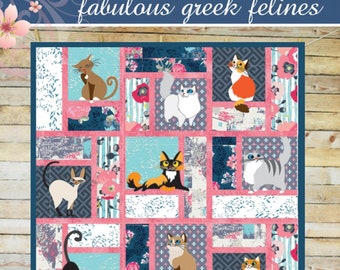 Fabulous Greek Felines *Sew & Flip-Quilt-As-You-Go Pattern* From: Mckay Manor Musers